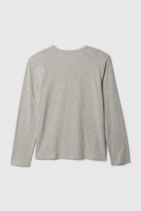 Remera Logo Gap Manga Larga Niño Light Heather Grey B08
