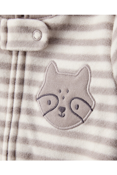 Pijama una pieza de micropolar, con pie, diseño a rayas Sin color