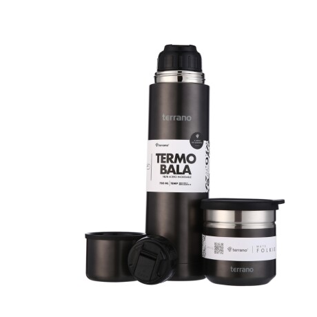 Kit termo 750ml bala + mate folkie negro metalizado 001