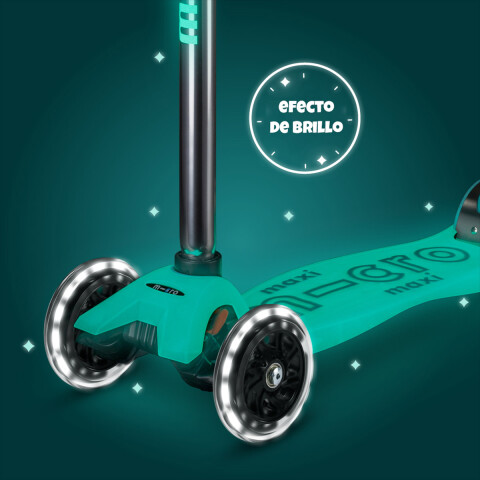 Monopatín Micro Maxi Glow LED Ajustable con 3 Ruedas VERDE