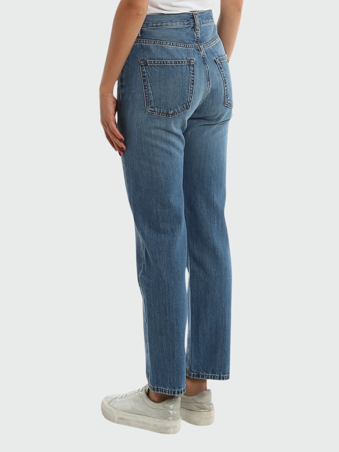 Moncler -Jean clásico de tiro alto con bolsillos Azul