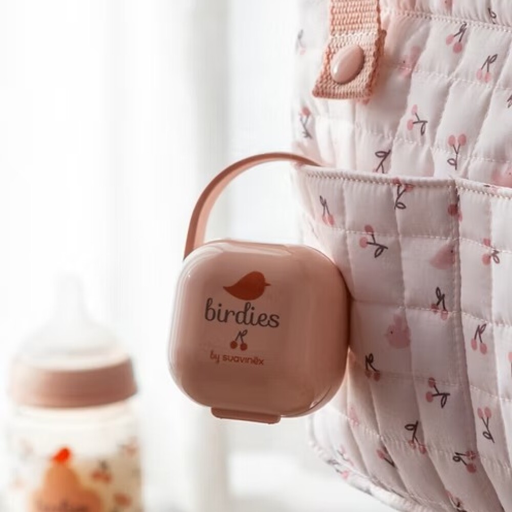 Porta chupete pod suavinex PRINTS birds rosa