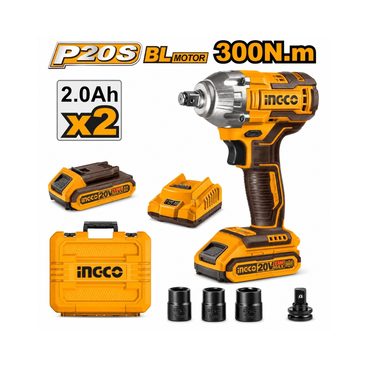 LLAVE DE IMPACTO 20V CARG+VALIJA INGCO Llave De Impacto 20v Carg+valija Ingco