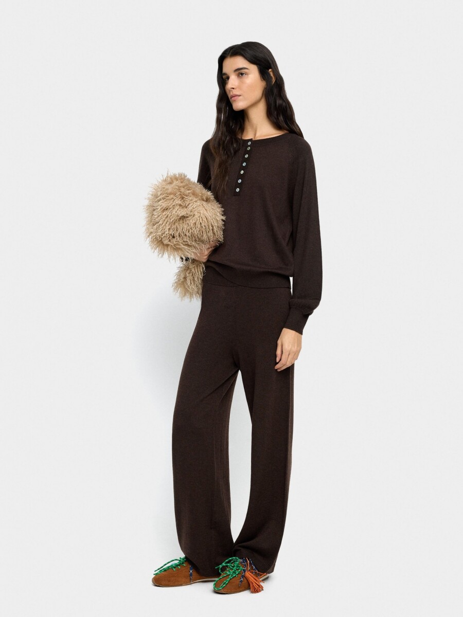 Pantalón De Punto Cintura Elástica marron