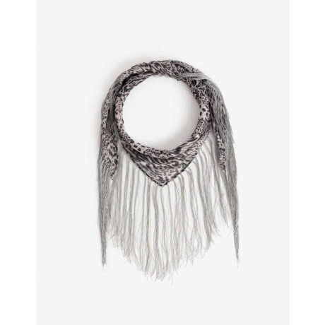 Raso Triangular Con Flecos Y Estampa Animal Gris Medio