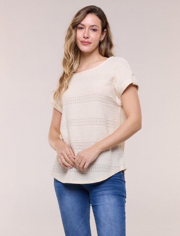 Blusa Pointelle BEIGE CLARO