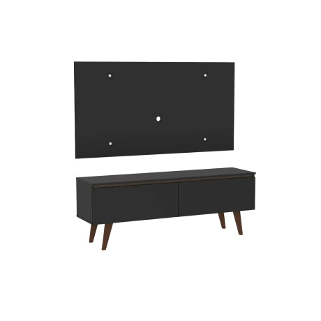 Rack TV mueble Lumax + panel rústico con estantes 55” Negro/Negro