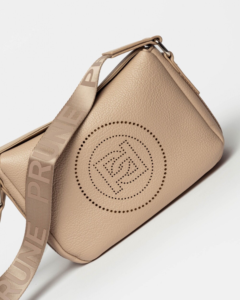 Bandolera Key en efecto cuero graneado Taupe