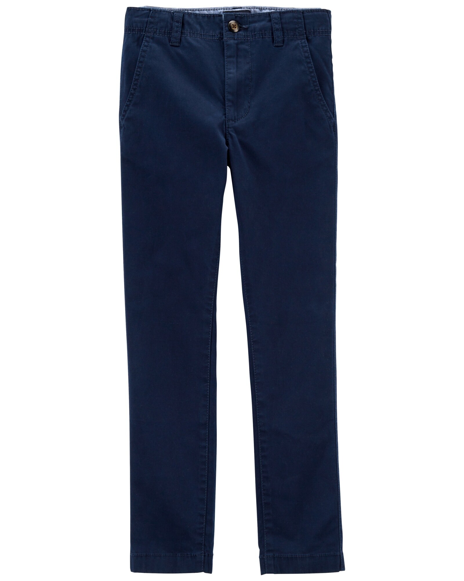 Pantalón de algodón, clásico, ajustado Sin color