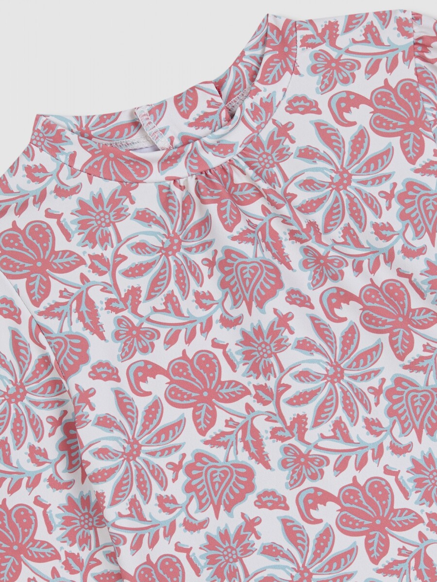 Camiseta De Baño Estampado Flores Piedra