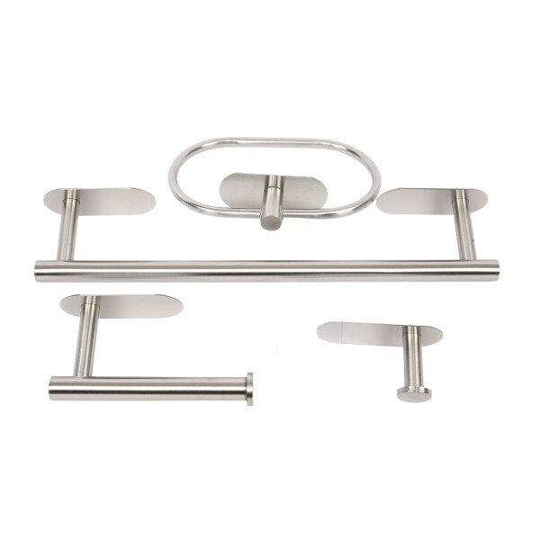 Set Accesorios De Baño Rollo Toalla Percha Juego 4 Piezas Adhesivo Acero Inoxidable Imback Color Plateado Set Accesorios De Baño Rollo Toalla Percha Juego 4 Piezas Adhesivo Acero Inoxidable Imback Color Plateado