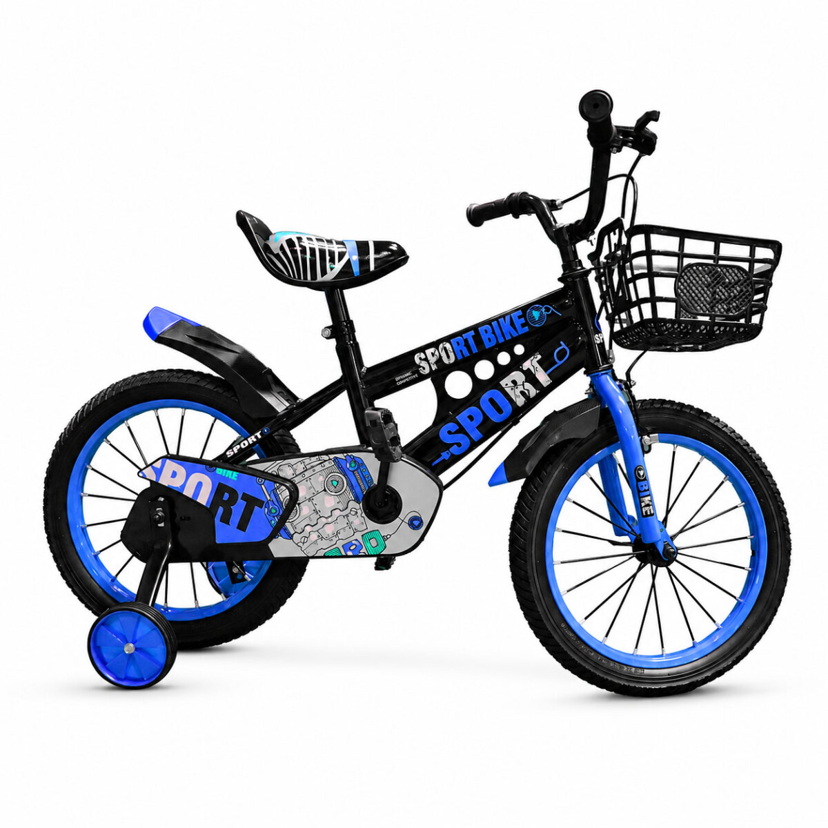 Bicicleta Infantil Rodado 16 C/Rueditas Aux Estilo Deportivo - Celeste 