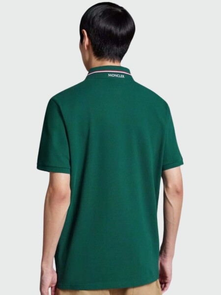 Moncler -Remera polo de algodón manga corta Verde Bosque