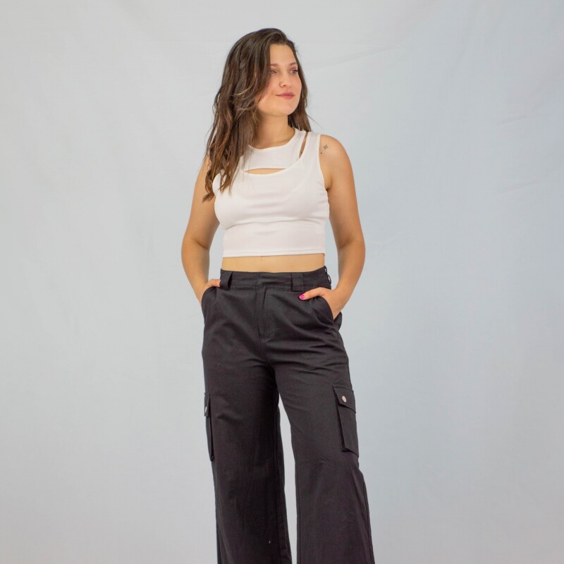 Pantalon Cargo Cropped Black