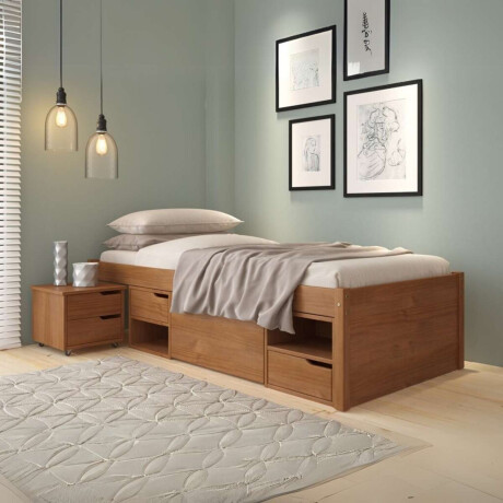 Cama 1 plaza Con Cajones Linea Charme Amendoa