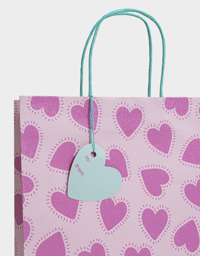 Accesorios Regalos Glitter Bolsa De Regalo M Estampada - Rosa Claro