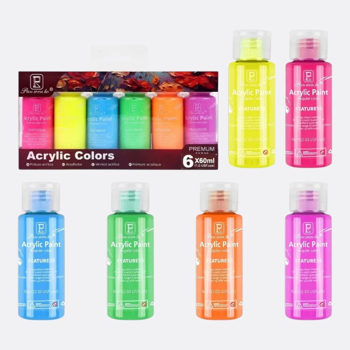 Set x6 Acrílicos Varios Colores - Colores Vibrantes 
