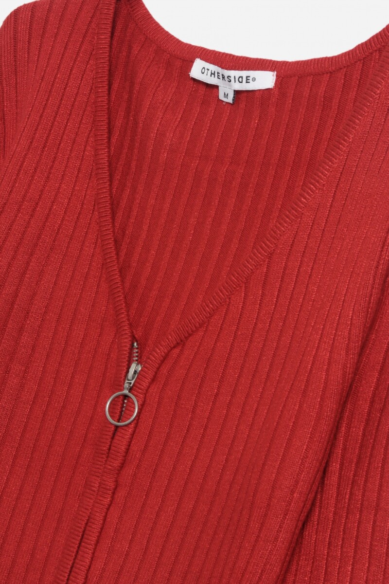 Sweater con cierre frontal ROJO