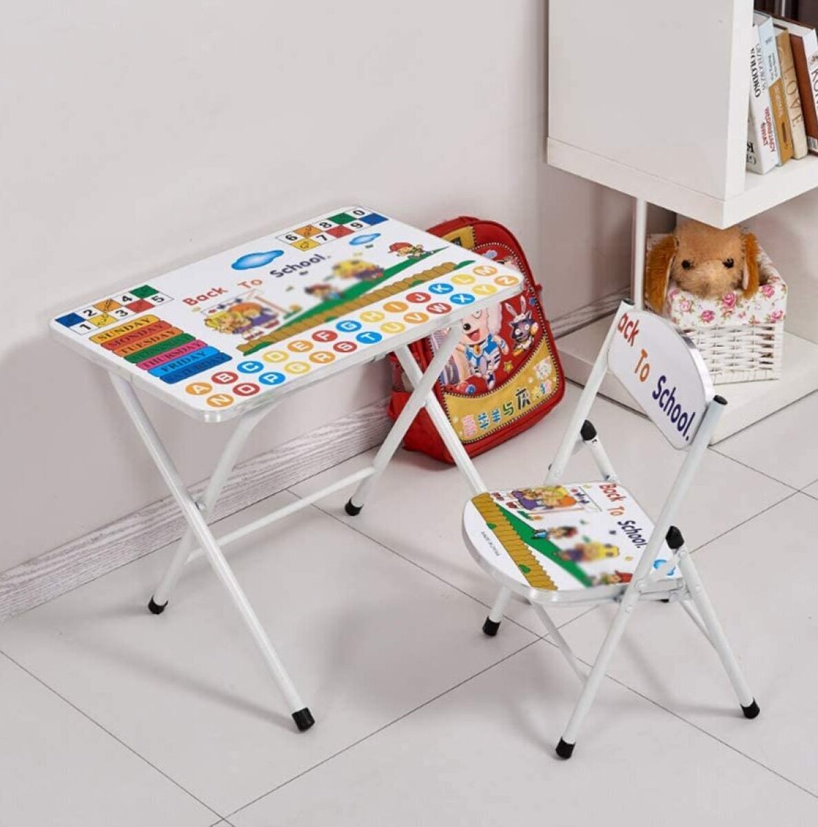 Escritorio Infantil Con Silla Plegable - Blanco 