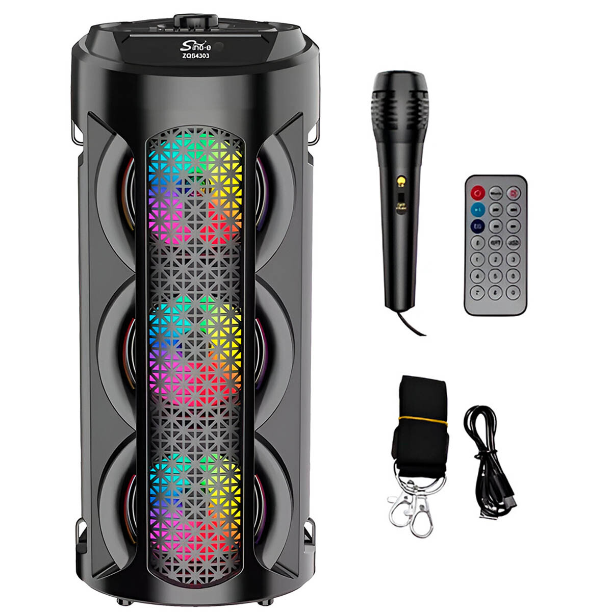 Parlante Portátil Bluetooth Micrófono C/ Remoto 40cm - Negro 