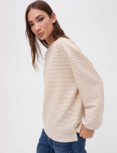 Remera Plea Rayas beige