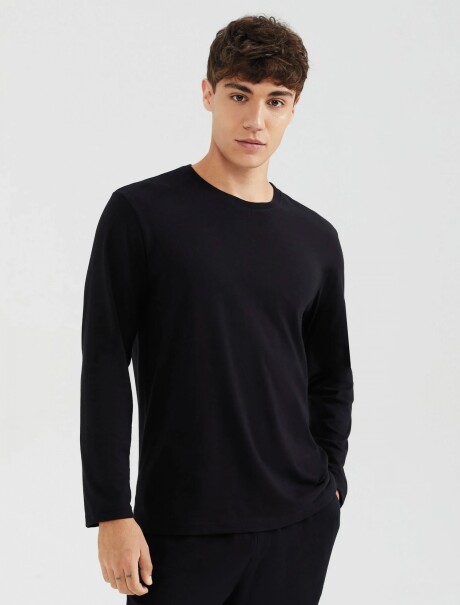 CAMISETA BÁSICA MANGA LARGA NEGRO