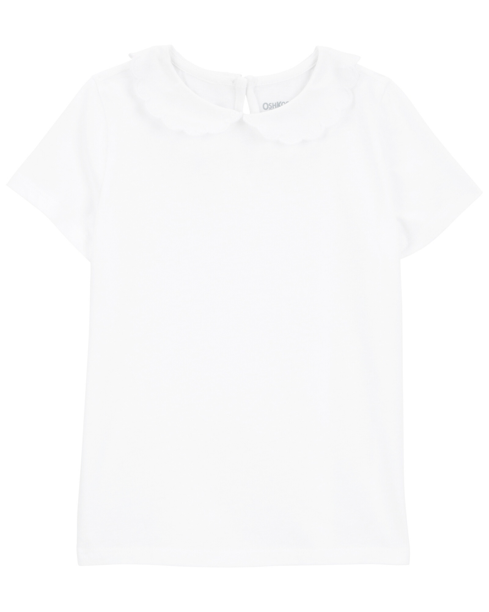Blusa de algodón, con cuello mago festoneado, blanca. Talles 2-5T Blusa de algodón, con cuello mago festoneado, blanca. Talles 2-5T