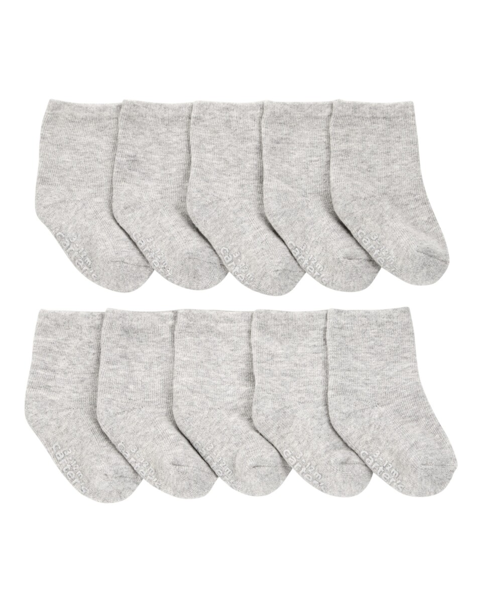 Pack diez pares de medias de algodón, grises 