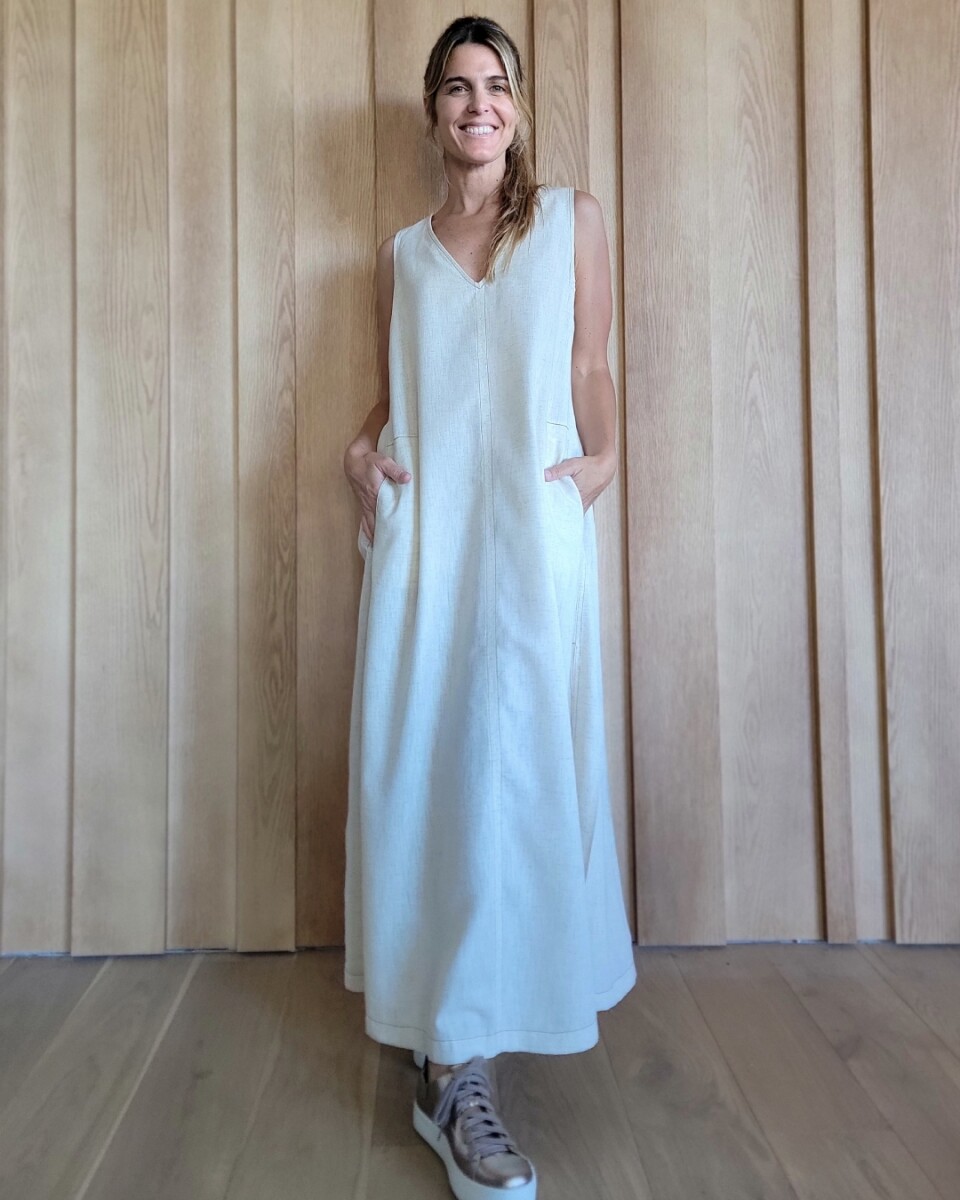 Vestido Formentera - Lino beige melange 