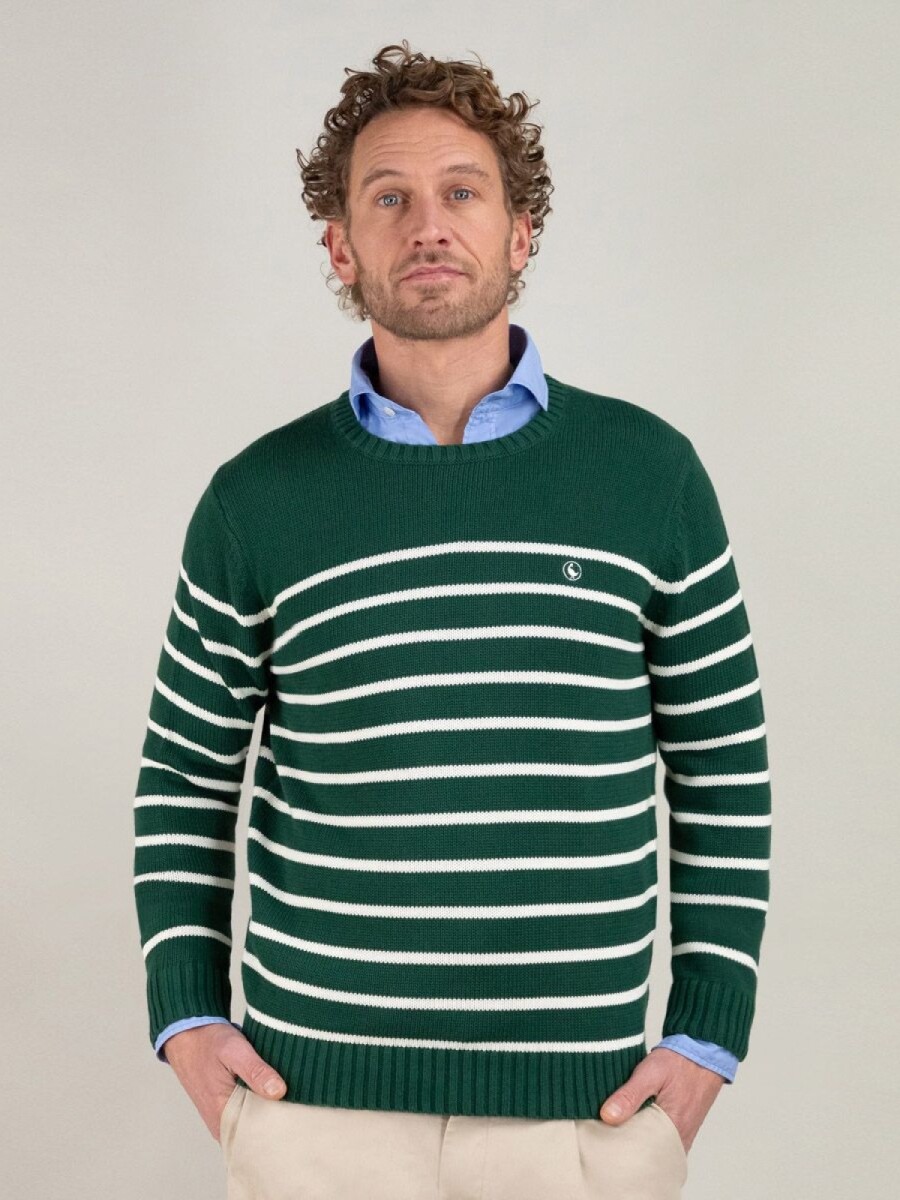 Jersey Punto Inglés - Rayas Verde Crudo 