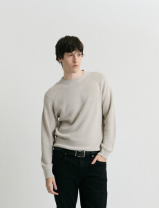 470986 SWEATER HARRINGTON LABEL Beige Melange