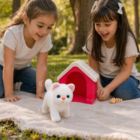 Gatito de peluche con casita y accesorios Rosado