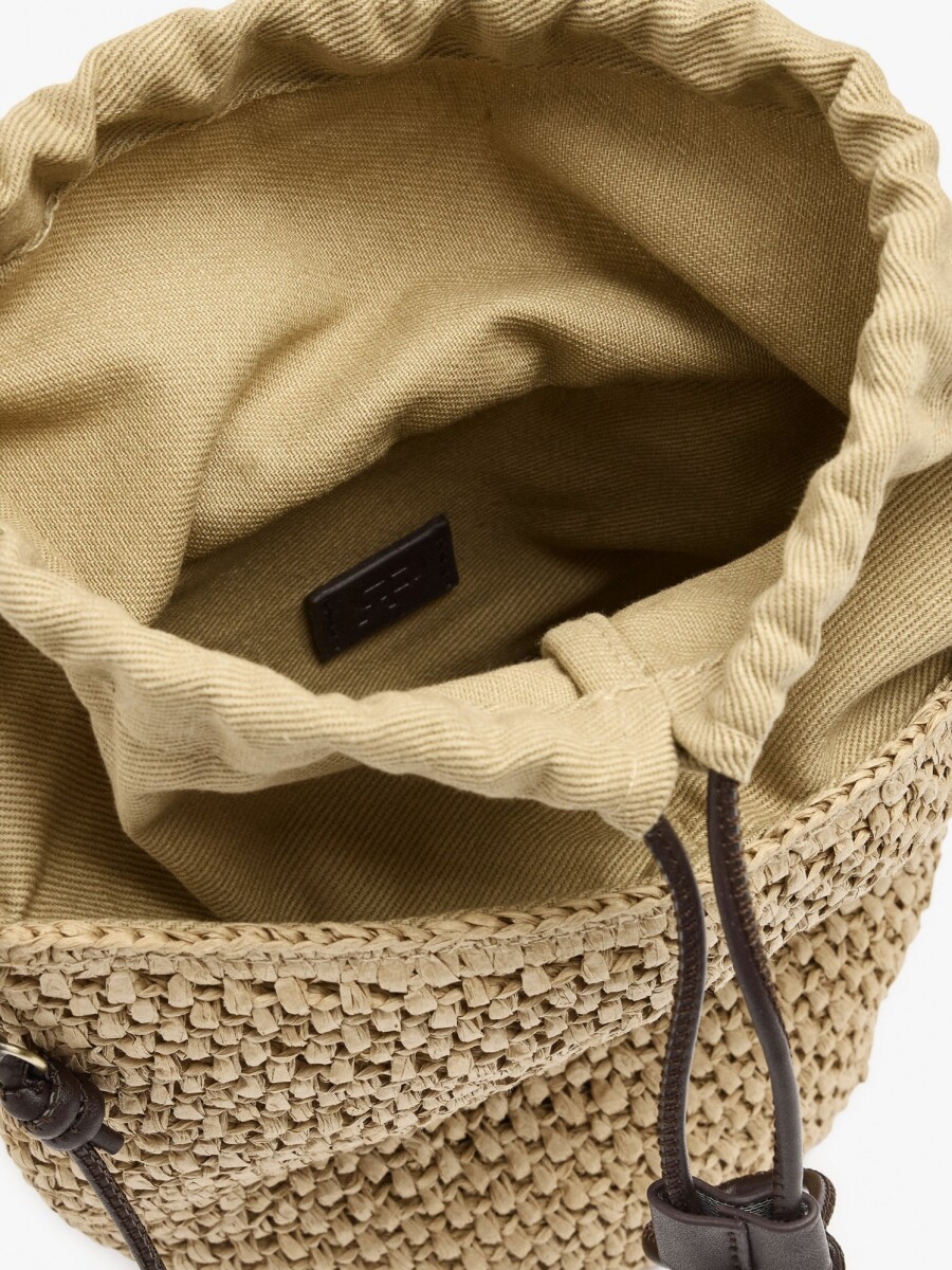 Bolso Bandolera Efecto Rafia Con Asa Versátil natural