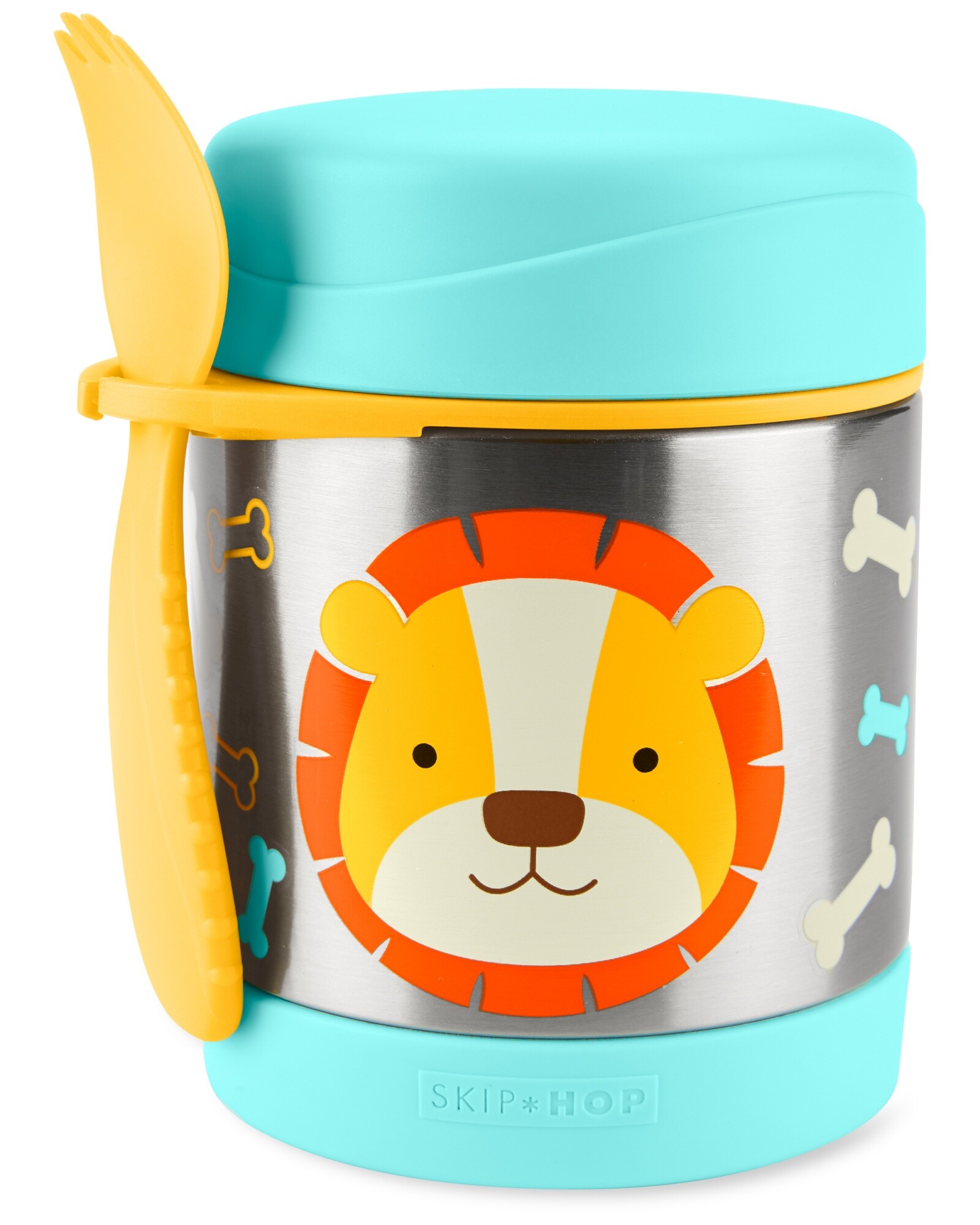 Tupper de acero inoxidable con cubierto diseño león Sin color