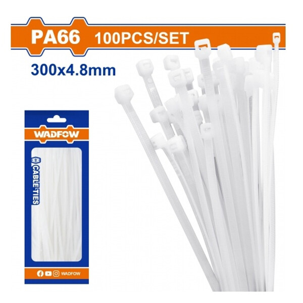 BOLSA X100 COLLARIN PRECINTO BLANCO 300X4.8MM WADFOW WTE330048 BOLSA X100 COLLARIN PRECINTO BLANCO 300X4.8MM WADFOW WTE330048