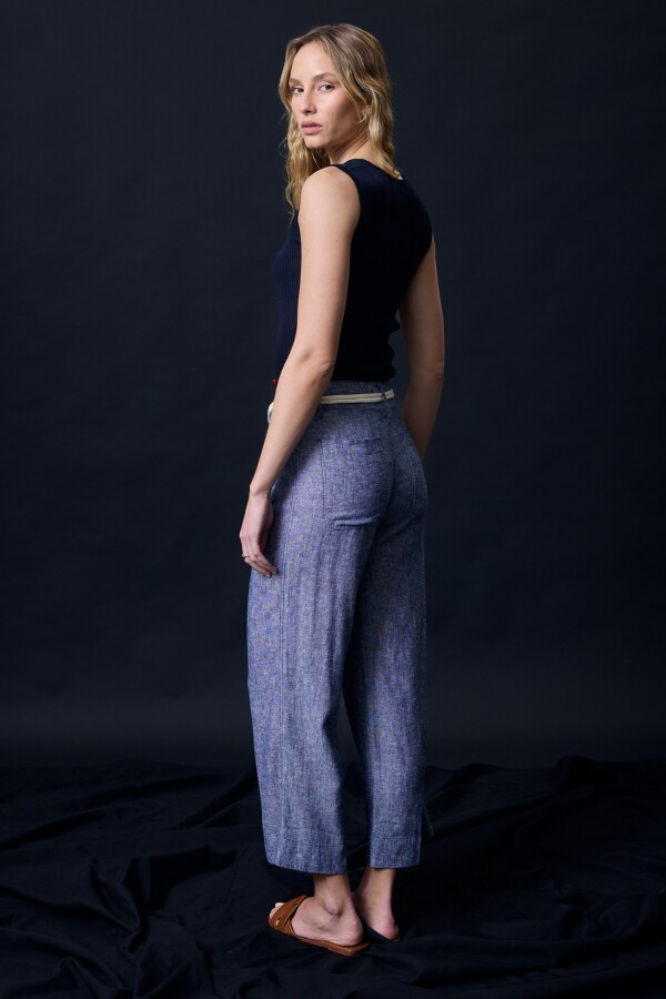 Pantalon Lino Cinto AZUL
