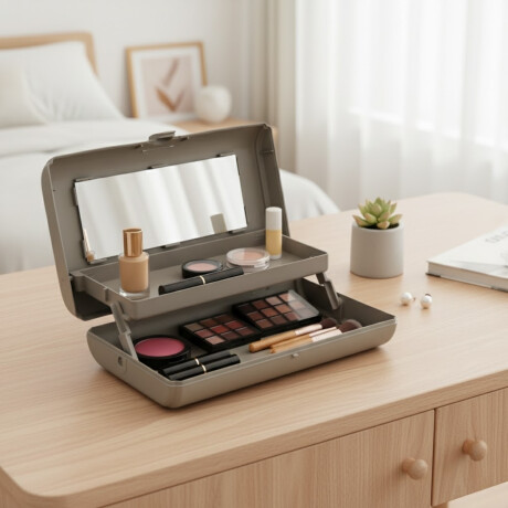 Organizador de cosméticos con espejo GRIS