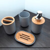 Juego de accesorios para baño 6 piezas gris bambú Juego de accesorios para baño 6 piezas gris bambú