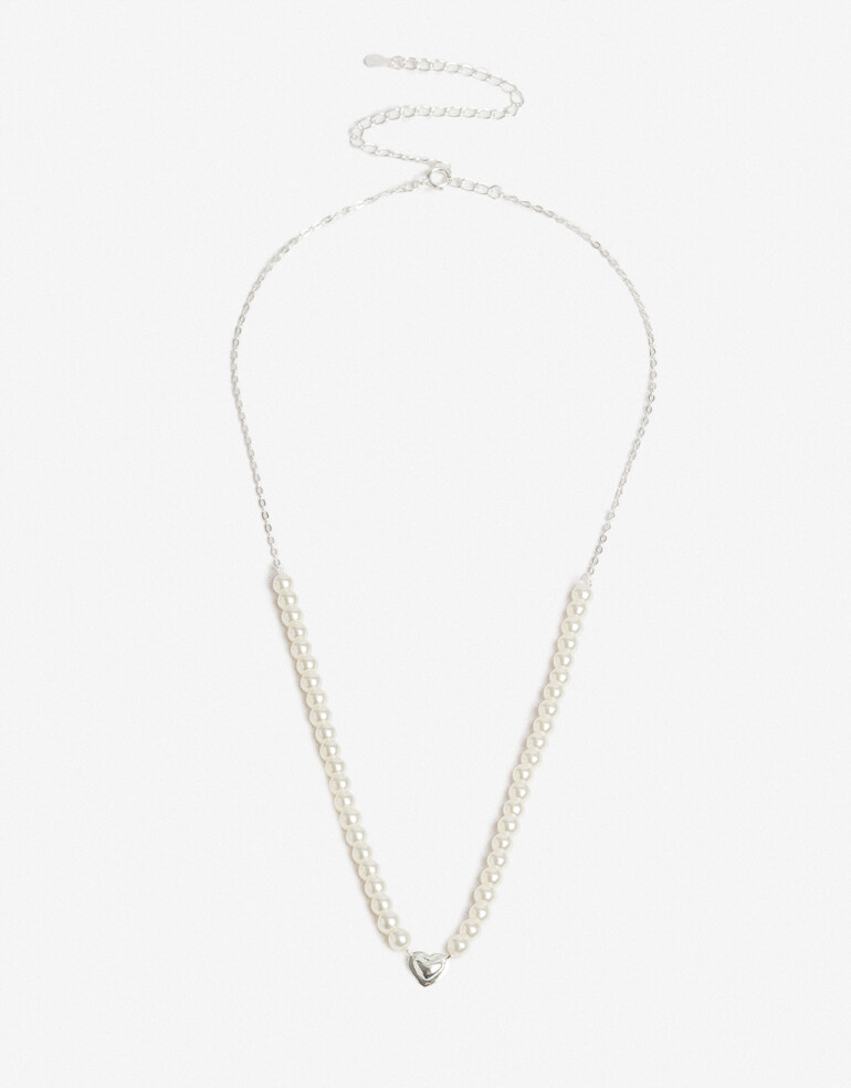 Collares Cortos Perlas Collar Corto Plata 925 Perlas - Plateado