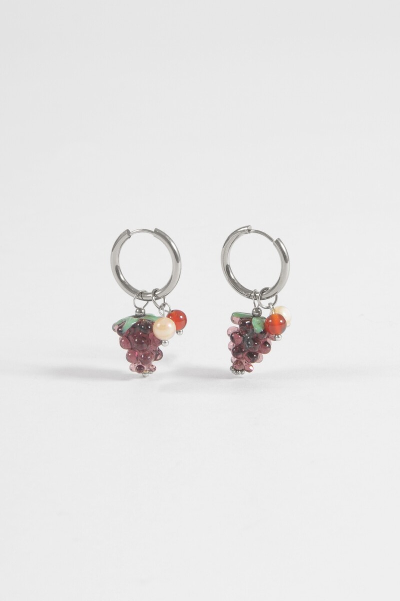 Aros acero uvas plateado