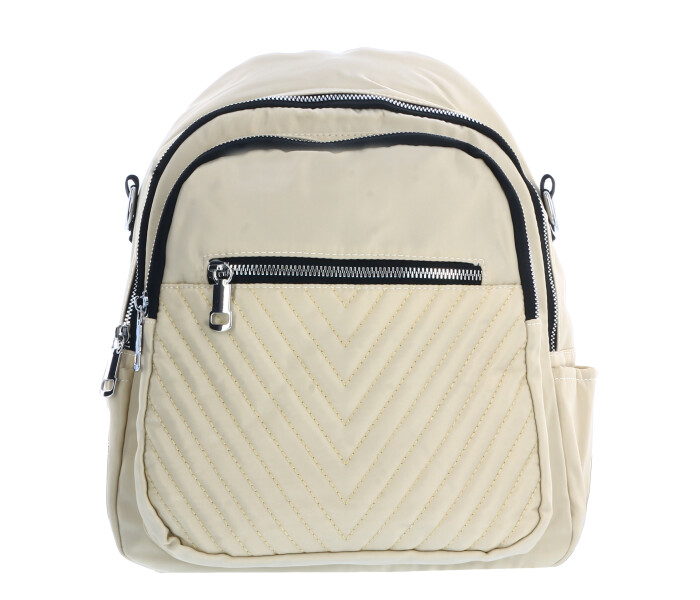 Mochila CARL de tela con capitoneado Beige