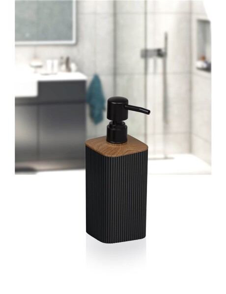 DISPENSADOR JABON MINA C/MADERA CUADRADO RAYAS NEGRO DISPENSADOR JABON MINA C/MADERA CUADRADO RAYAS NEGRO