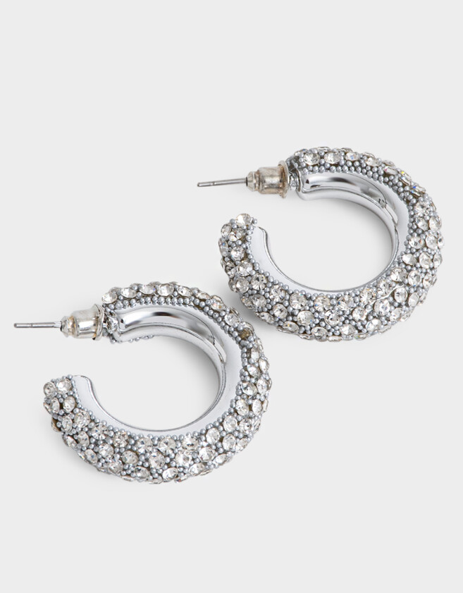 Aros Argollas Con strass Aros Argolla Con Strass - Plateado