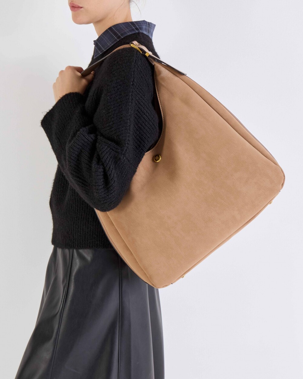 Bolso Raw en efecto gamuza Taupe