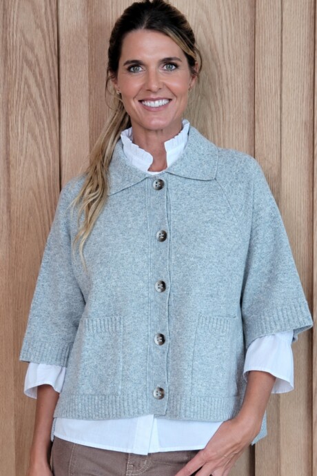 Cardigan Manchester Lambswool Gris Melange