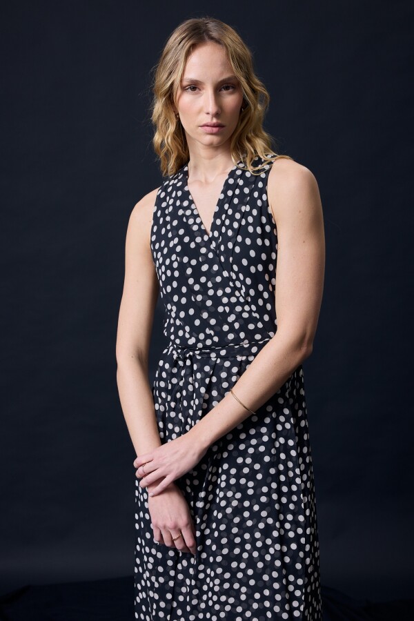 Vestido Maxi Lunares NEGRO/BEIGE