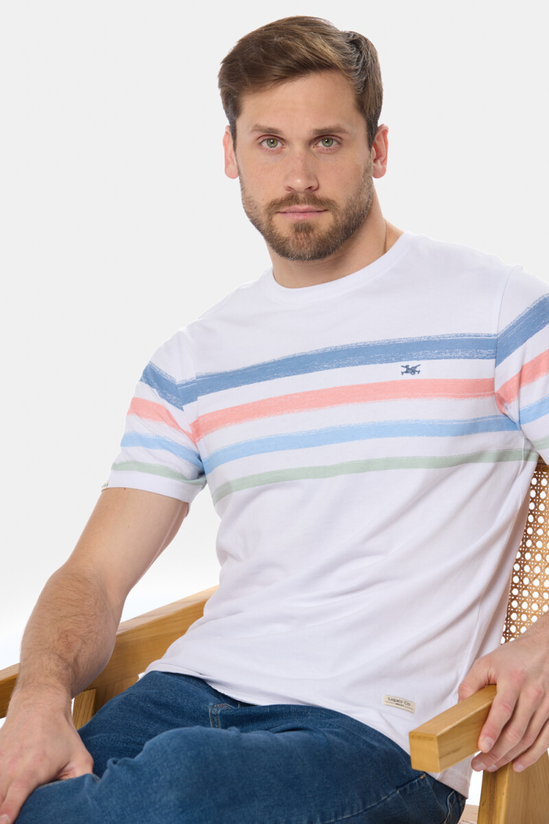 REMERA RAYADA - Blanco 