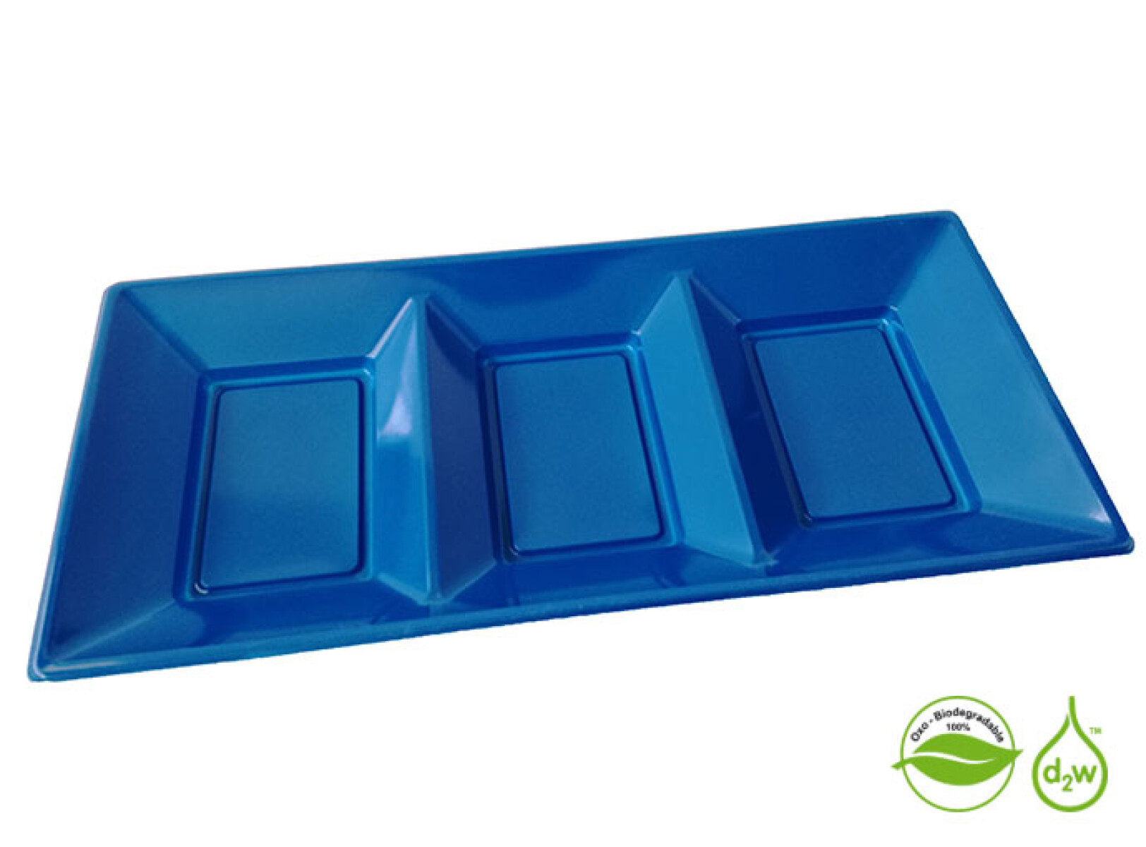 Bandeja Biodegradable Rectangular x3 Unidades - Azul 
