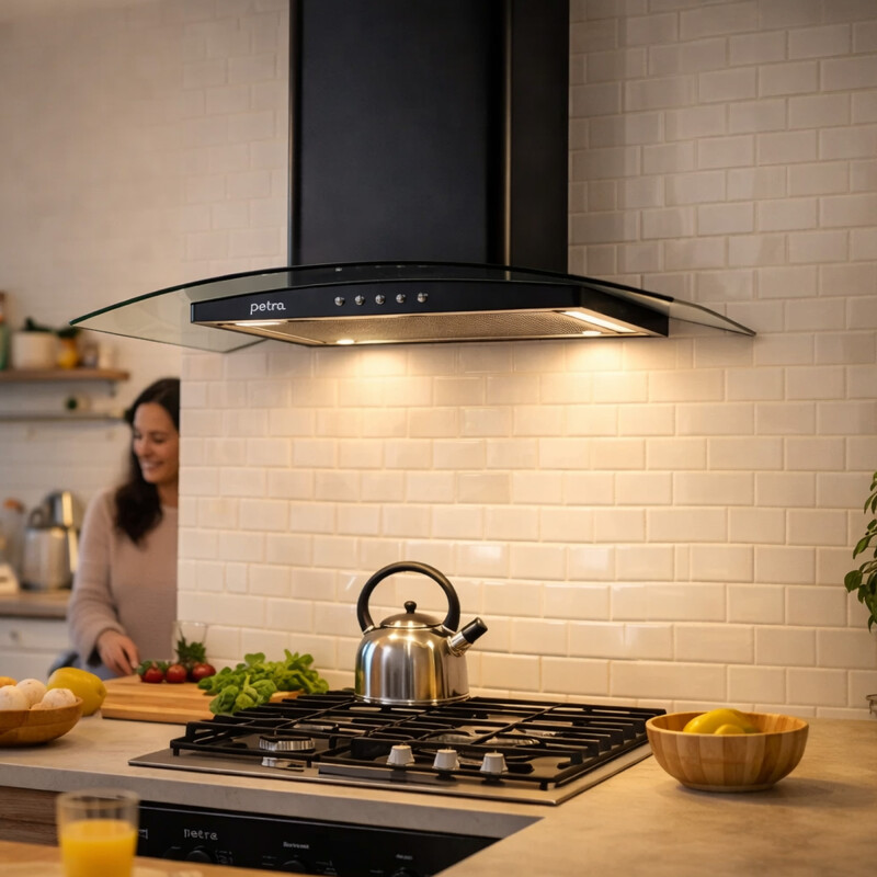 Campana Petra De Vidrio 60cm Color Negro Premium Kit Instal Negro Campana Petra De Vidrio 60cm Color Negro Premium Kit Instal Negro