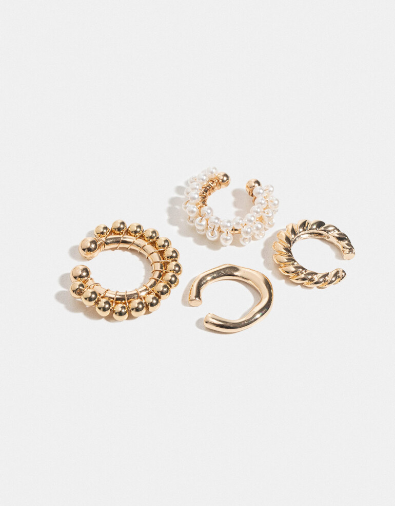 Bijou Cuff Perla Set De Earcuff - Dorado